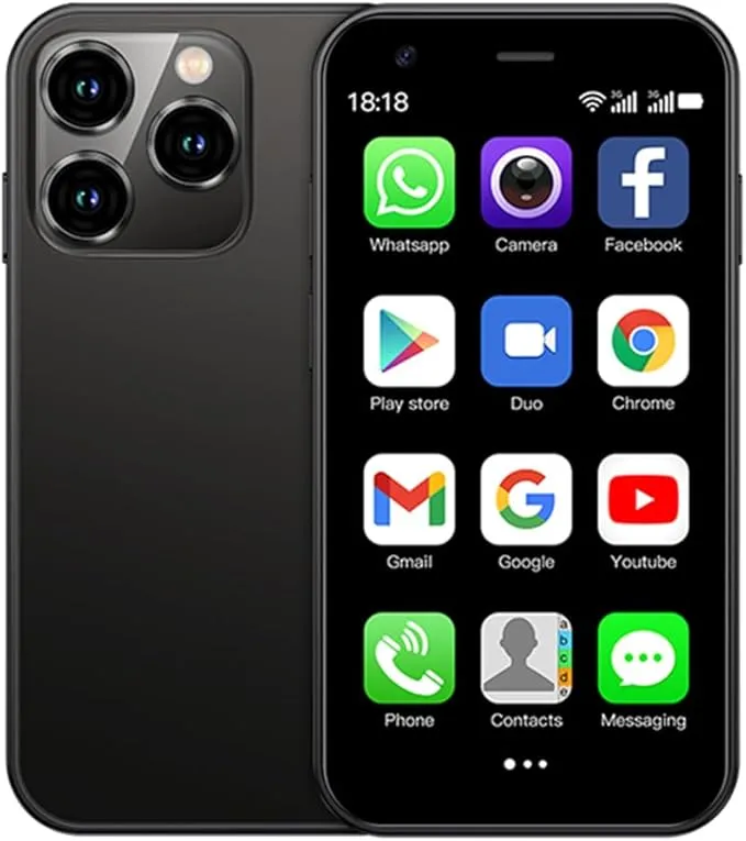 XS15 3G Mini Smartphone 3.0 Inch WiFi GPS Quad Core Android 8.1 Cell Phones Slim Body HD Camera Dual Sim Compatible with Google Play